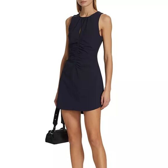 NWT Cinq A Sept Merryl Mini Blue Dress Keyhole Crepe Size 6 - Picture 3 of 17